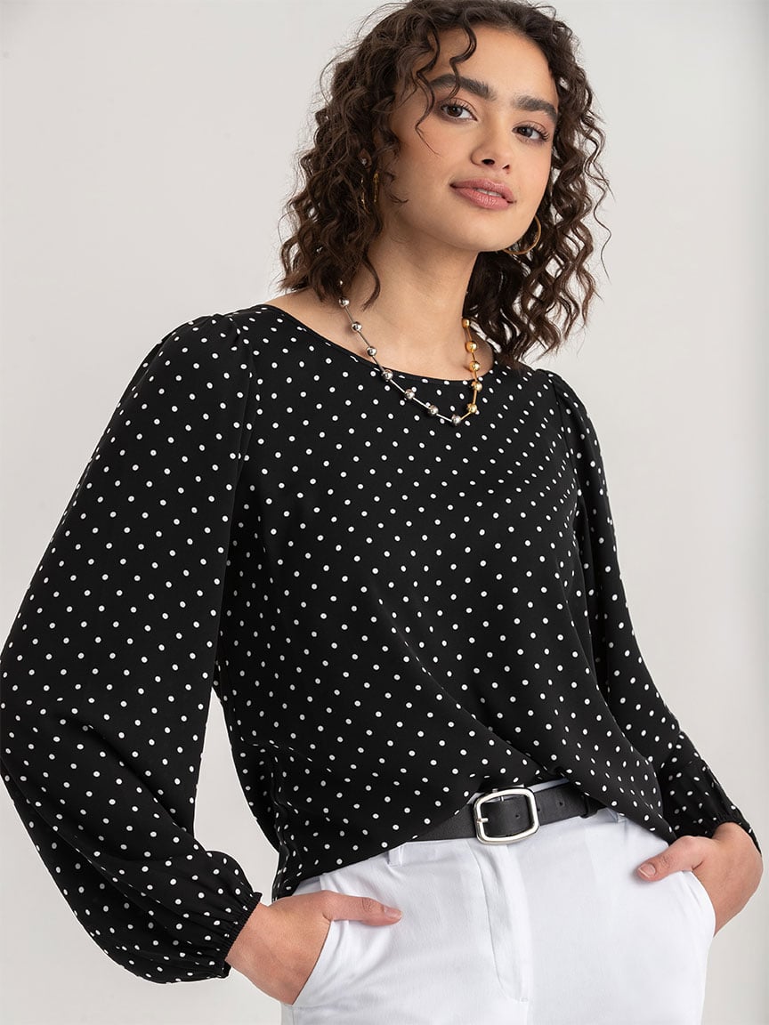 Long Sleeve Scoop Neck Blouse