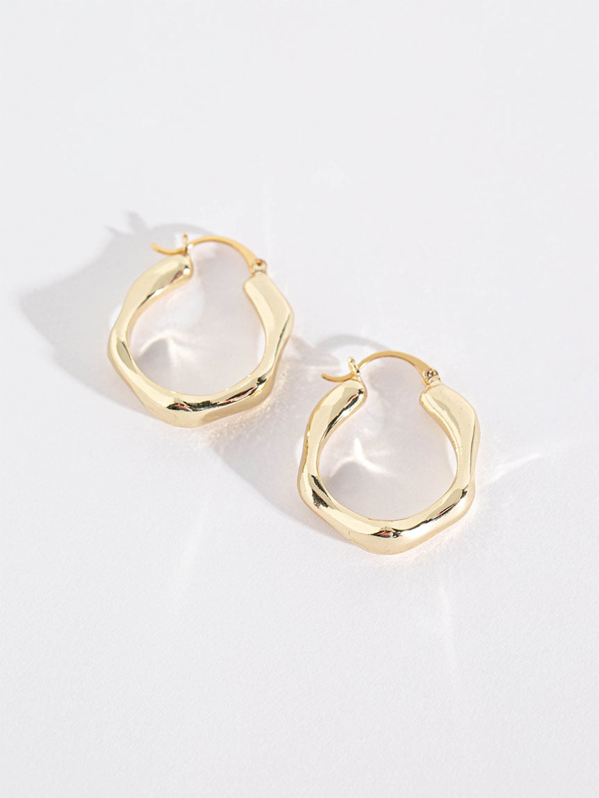 Gold Sculpted Huggie Hoop Earrings