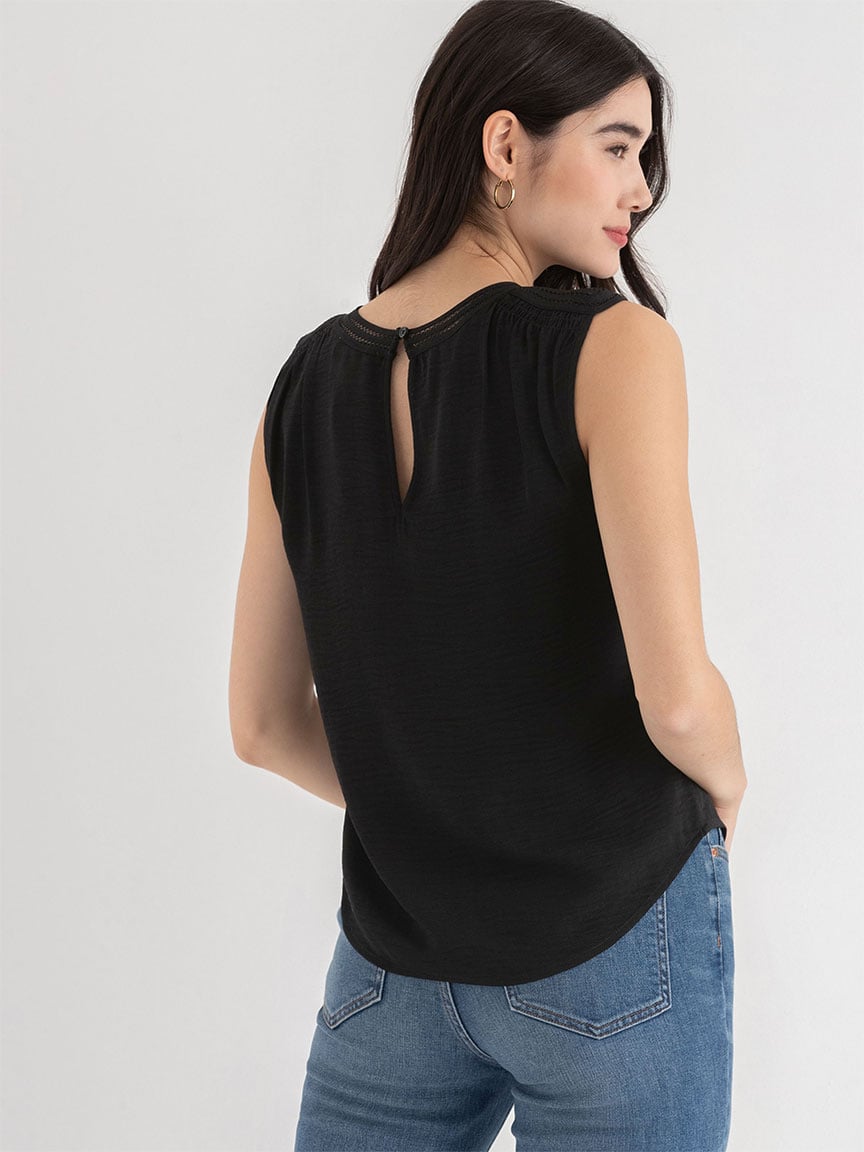 Sleeveless Blouse with Shoulder Trim