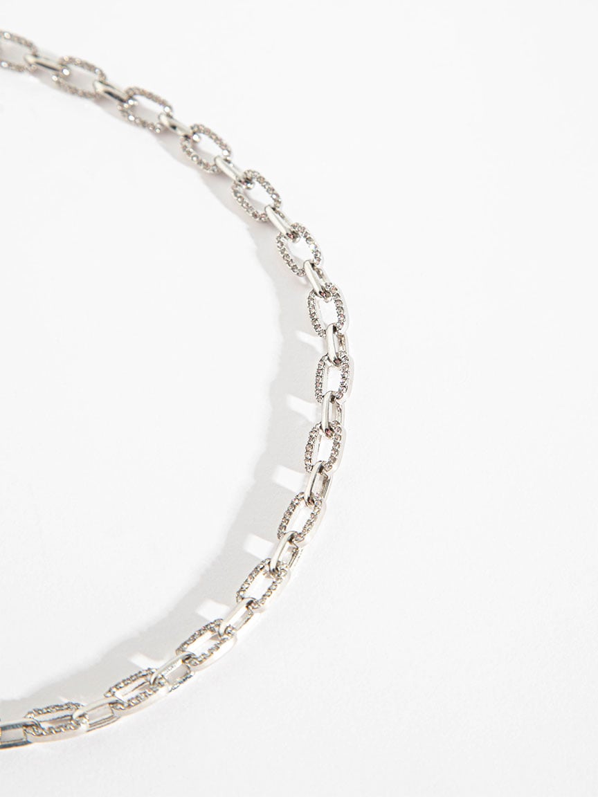 Pave Chain Link Necklace in Gold