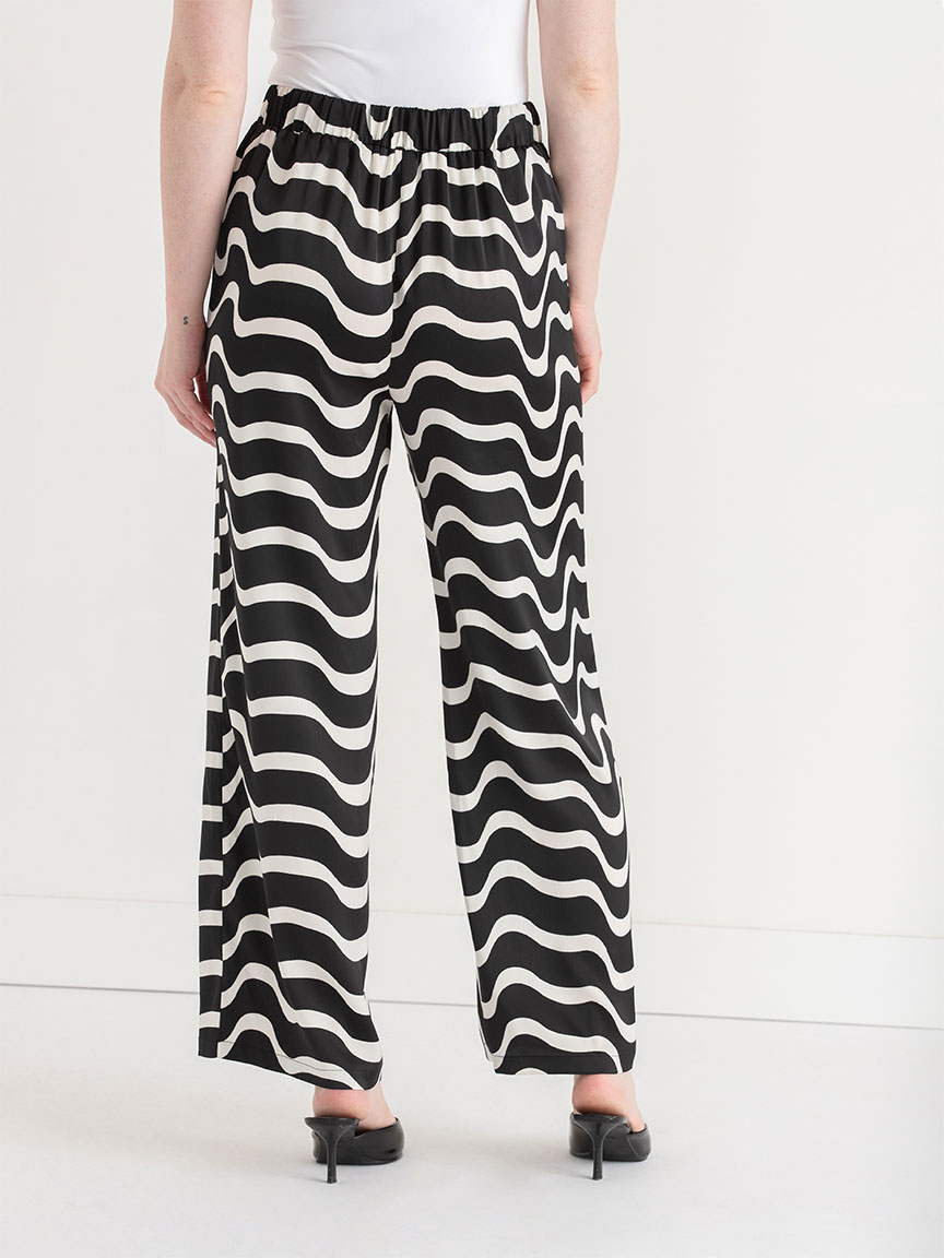 Printed Wide Leg Satin Pants