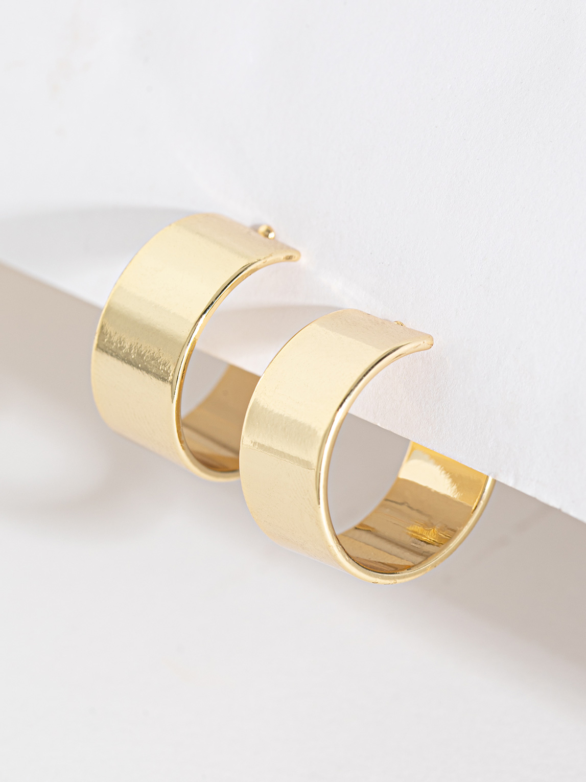 Gold Wide Flat Hoop Earrings