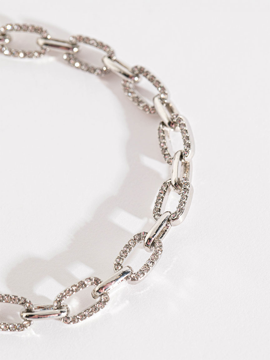 Pave Chain Link Bracelet in Silver