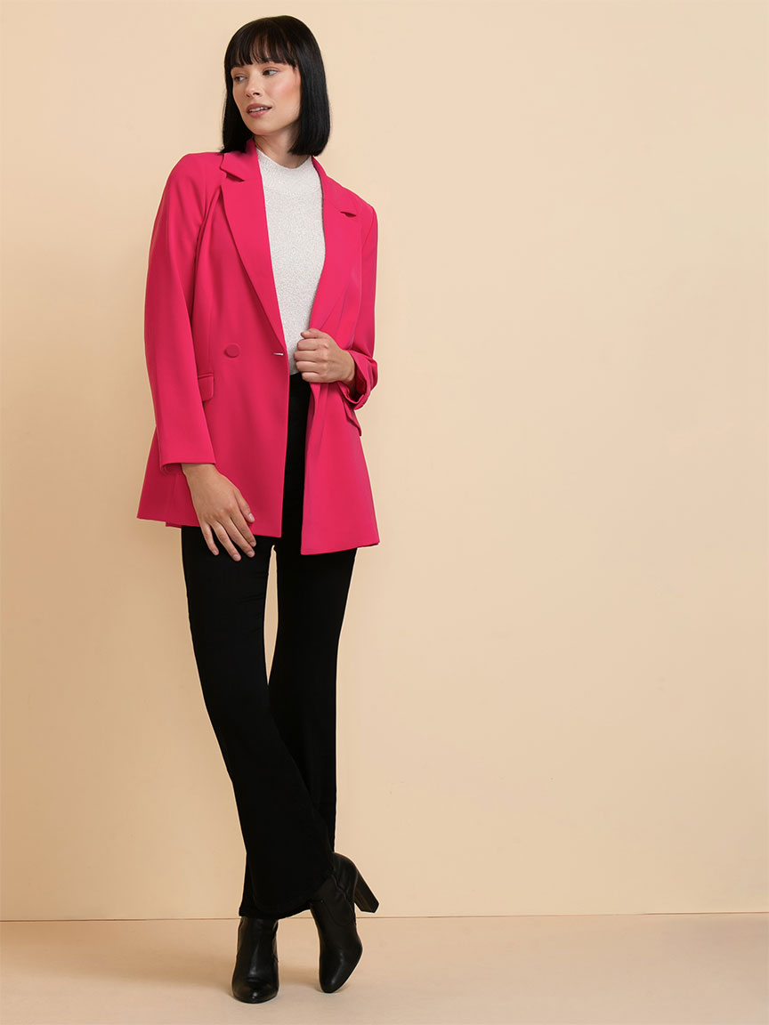 RI Plus Plus Velvet Structured Blazer - Pink