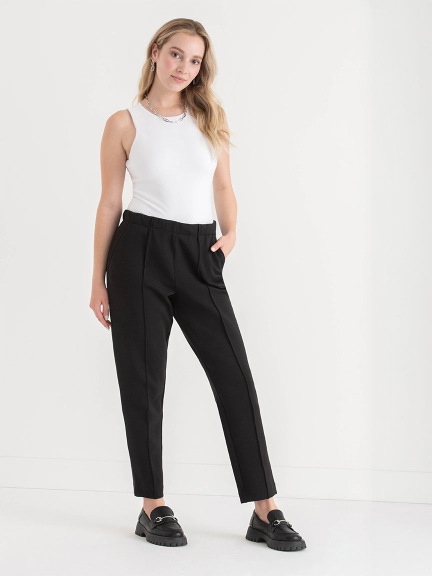 Double Knit Tapered-Leg Ankle Pant