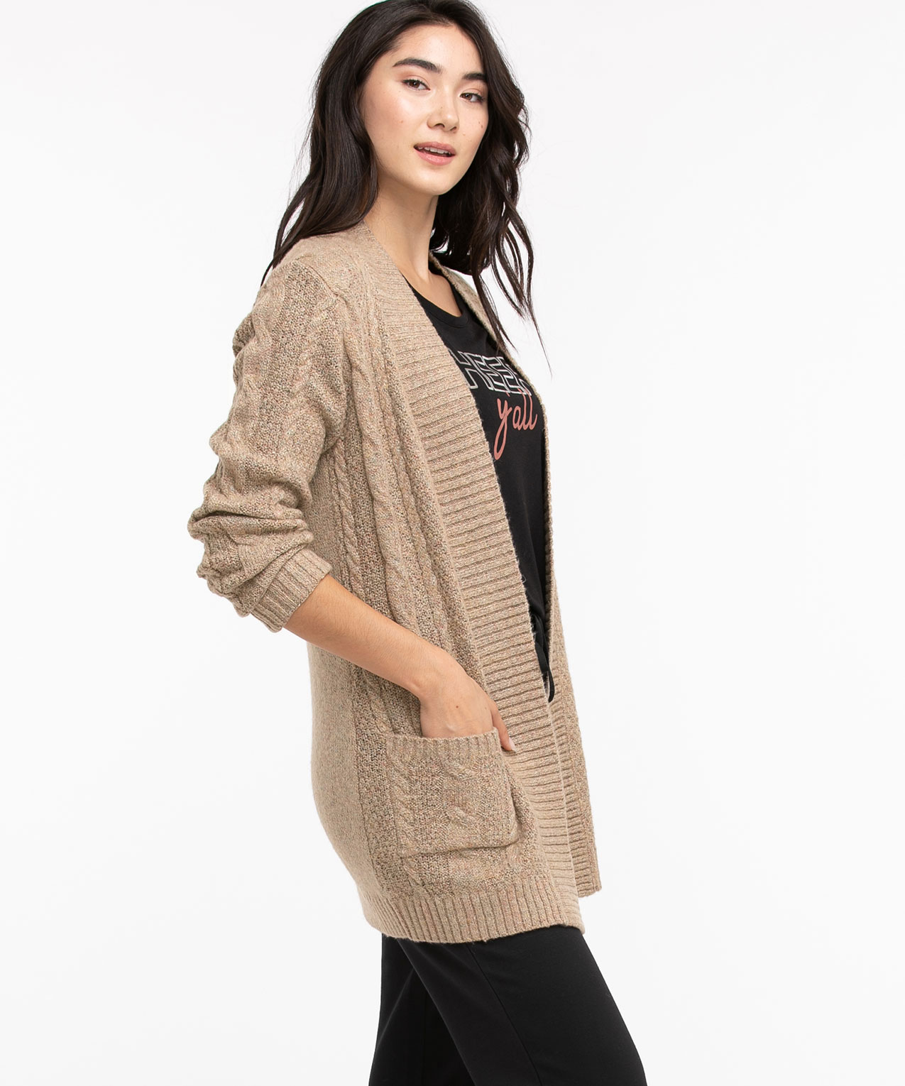 Patch Pocket Cable Knit Cardigan