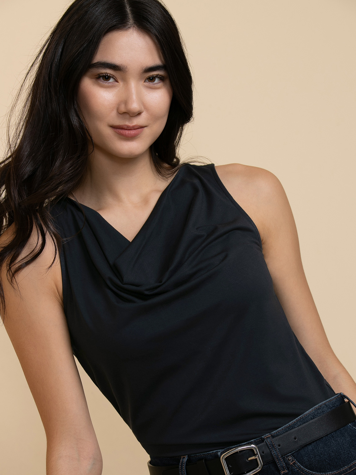 Sleeveless Cowl Neck Top