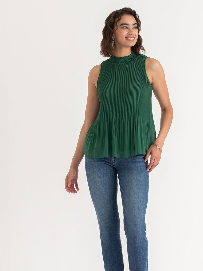 Sleeveless Blouse with Release Pleats